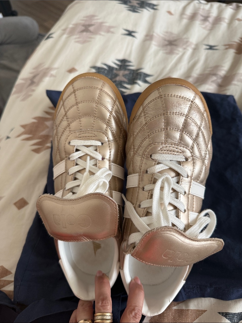Gola Metallic Gold Quilted Sneakers - Picture 6 of 6